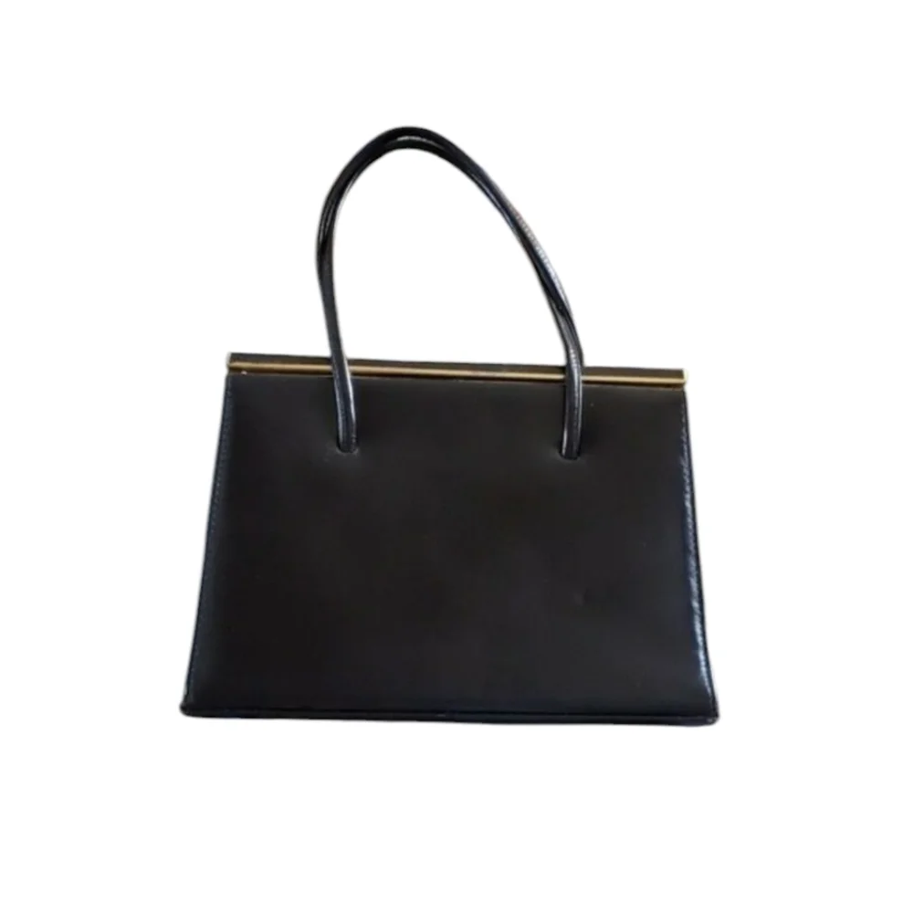 Vintage Ackery London Made in England Black Leather Handbag